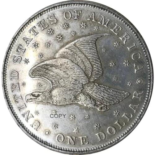 United States of America One Dollar 1836 Gobrecht Dollars Name On Base Medal Alignment I Brass Plated Silver Copy Coins