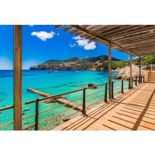 VinylBDS Photography Backdrops Beach Background Outdoor Sea Wedding Backdrop Blue Scenery Photo Kids Sky3ds and Cloud Backdrops