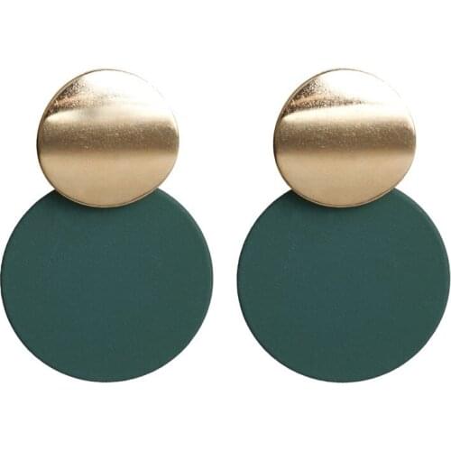 Korean Statement Black Red Drop Earrings for Women Vintage Geometric Gold Dangle Earrings 2021 Female Wedding Fashion Jewelry