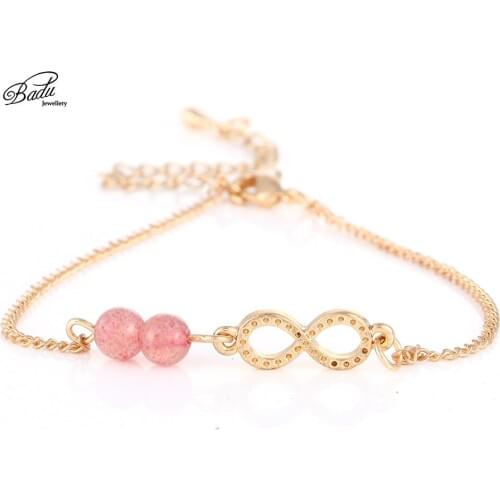 Badu Red Natural Stone Bracelets Friends Gift Women Gold Chain 8 Shape Charm Bracelet Girls Friendship Fashion Jewelry Student