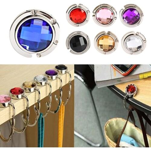New 1 Piece Folded Handbag Bag Accessories Handy Little Hook Hanger Holder Alloy Fashion Crystal Rhinestone 7 Colors