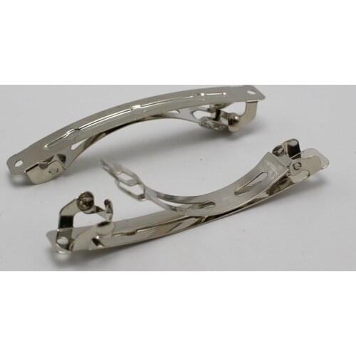 10 Silver-plate Tone French Style Clip Barrette Hair Clips 60mm 2-Piece Style for Hair Bows