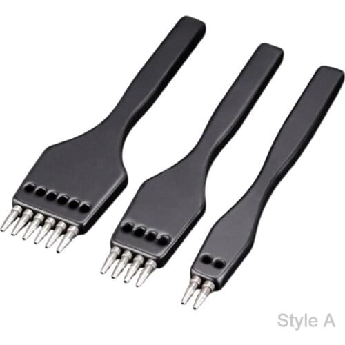2/4/6 Prong Punch Black Leather Prong Punch Tool 4mm Lacing Stitching Punch Sharp Prong Lacing Stitching Punch for Leather Craft