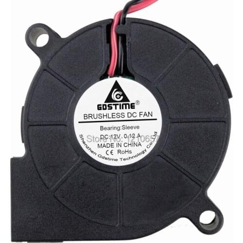 2 Pieces lot Gdstime DC 12V Brushless Turbo Cooling Blower Fan Cooler 2Pin 4500RPM 50mm x 15mm 5cm
