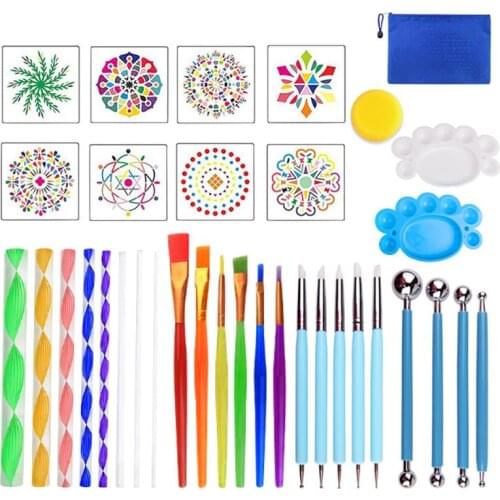 35Pcs/set Mandala Dotting Tools for Painting Rock Stone Pen Polka Dot Art Tool Template Nail Art Painting Dot Flower Tool