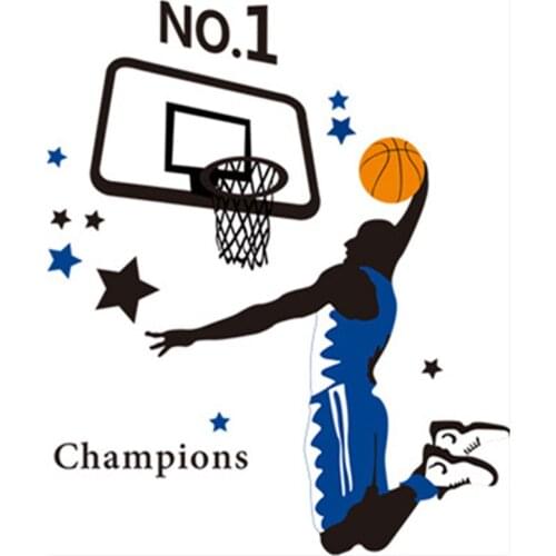 Basketball Boy Dunk wall decals "I Am Champion" 3d vinyl mural stickers kids room club decoration Sport poster wallpaper 90*60cm