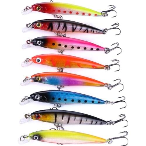 8pcs Minnow Fishing Lures 85mm/7.2g Floating 0.6-1.8m Artificial Wobblers Hard Bait Fishing Tools