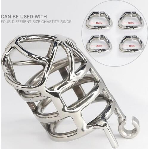 BDSM Male Stainless Steel Chastity Device Belt cock Prison Metal Cock Cage Extreme Cock Lock Restraint Ring Sex Toy for Men