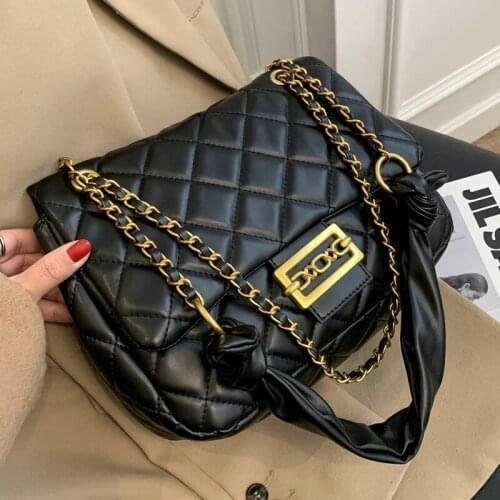 Lattice Large Tote Armpit Bag 2021 New High-quality PU Leather Womens Designer Handbag High capacity Shoulder Messenger Bag