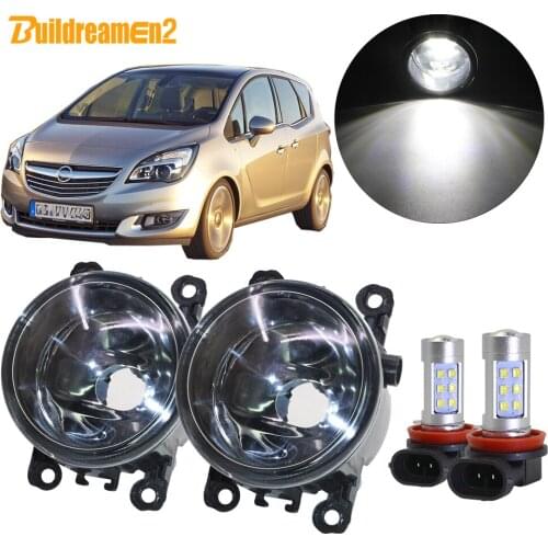 Buildreamen2 For Opel Meriva A Car H11 Front Fog Light Assembly Lampshade + Bulb DRL 12V Styling 2006 2007 2008 2009 2010