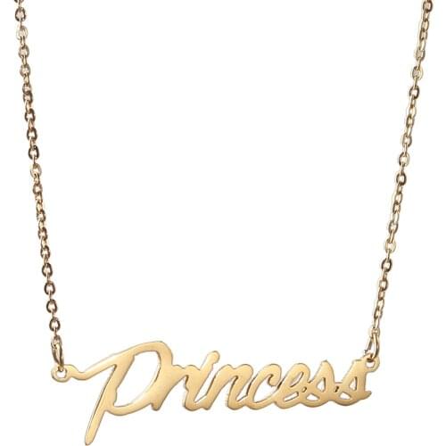 Gold Color Chains Customized Choker Necklace Personalized Letter Princess Stainless Steel Necklace For Wife Girlfriend Gift