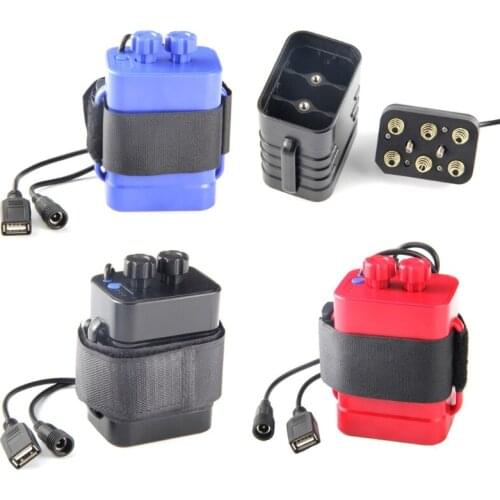 DC 8.4V USB 5V 6x 18650 Battery Storage Case Box For Bike LED Light Cell Phone