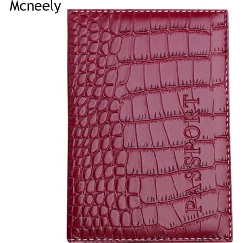 Mcneely Passport Holder Protector Crocodile Wallet Business Card Soft Passport Cover Leather ID Card Cover Holder Organizer