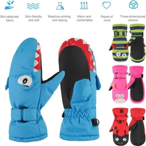 Children Winter Warm Ski Gloves Lovely Boys/girls Sports Waterproof Windproof Non-slip Snow Mittens Extended Wrist Skiing Gloves