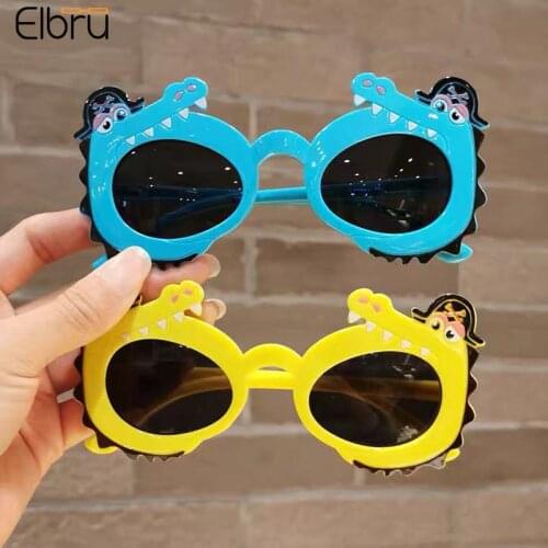 Elbru Cartoon Baby Shape Photo Sunglasses Boys And Girls Catwalk Fashion Little Crocodile UV400 Protection Childrens Sunglasses