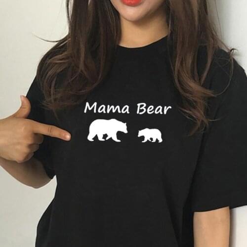New mama bear print cotton t shirt for women mother graphic tees summer tops Harajuku shirt drop ship