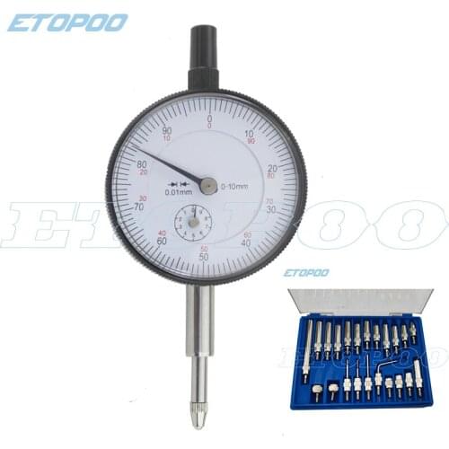 Dial Indicator 0-10mm Lug Back Test Gauge and M2.5 22pcs Anvil Point Set Thread 2.5mm
