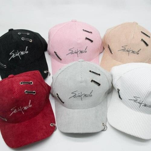 Real Fur Pompom Cap Winter Hats For Women Stripe Suede Baseball Cap Withiron hoops hip-hop hats Female Cap Snapback Bone