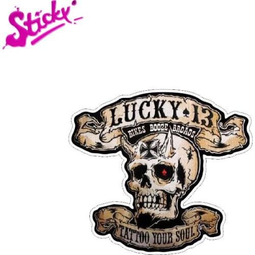 STICKY Creative Lucky 13 Skull Tattoo Soul Anime car sticker decal decor motorcycle Off-road laptop trunk guitar Vinyl sticker