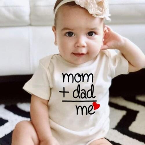 Mom Plus Dad Equals Me Summer Newborn Baby Clothes Boy Girl KidsBodysuit Infant Funny Cute Jumpsuit Onesie Outfits