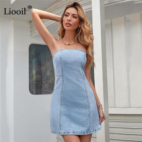 Джинсовые летние платья Liooil China At AliExpress