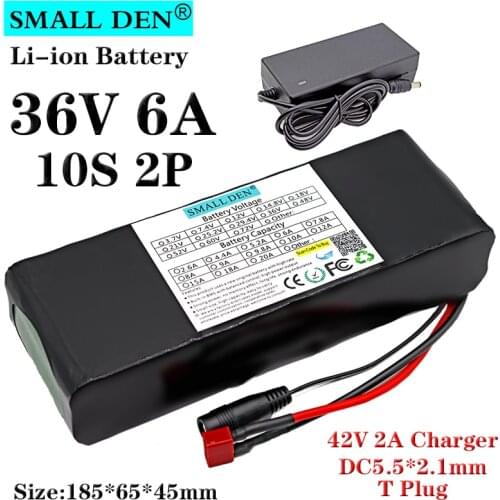 36V 6ah 18650 Li-ion battery pack 10S2P 500W with 15A BMS electric bicycle Motorcycle Scooter Battery 42V 2A Charger+XT60/T Plug