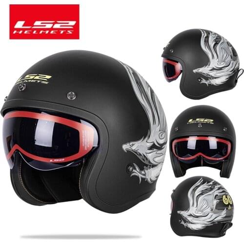 LS2 Capacete Spitfire Vintage motorcycle helmet ls2 of599 jet helmets 3/4 open face retro half helmet casco casque moto