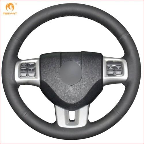MEWANT Black Genuine Leather Car Steering Wheel Cover for Dodge Grand Caravan Journey Avenger Durango Accessories Parts