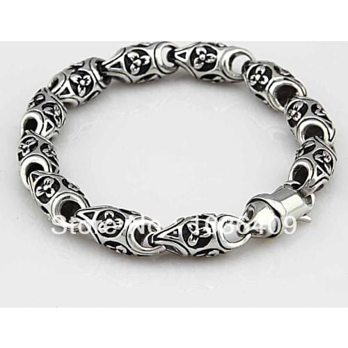 Mens Cylinder style Link Chain Bracelet-316L stainless steel Jewelry