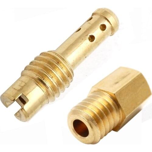 Carburetter Brass Hex Type Main Jet and 8 Bleed Holes Pilot Jet for MIKUNI VM/TM/TMX VM22/210 AX100 Carburetor Injector Nozzle