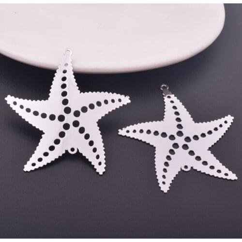 10pcs 52*47mm Brass Starfish Connector Big animal Pendant Rhodium plated Jewelry Hang Accessories
