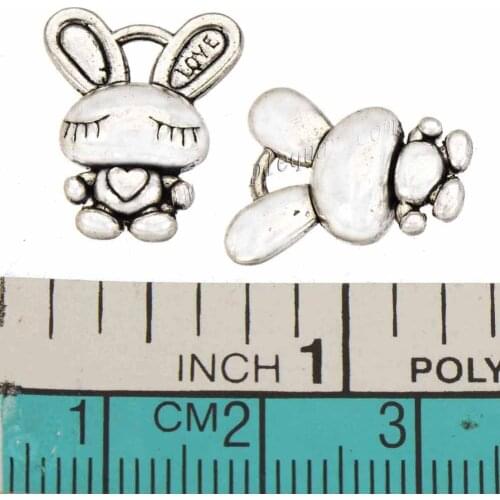 Bracelets Charms DIY Handmade Ornaments Dangles Accessory Animal Rabbit Love Metal Classice Jewelery Parts 16mm 25pcs berloques