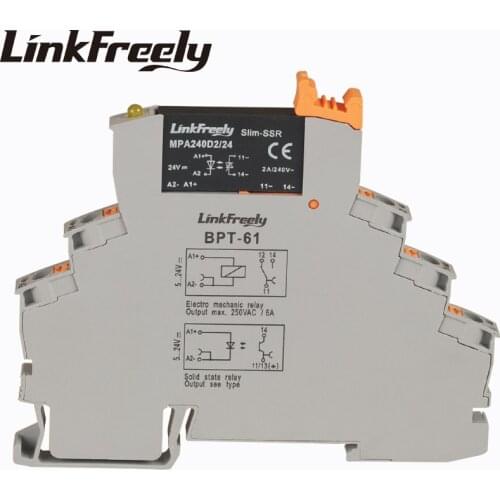 MPA240D2/24BPT Plug-in Spring Industrial Voltage Relay Switch Module 24V DC In 240VAC 2A Output DC AC SSR Solid State Relay Din