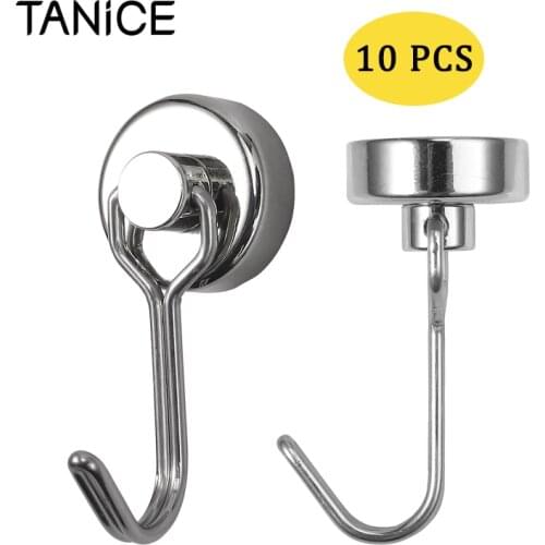TANiCE 10Pcs Neodymium Magnet Hooks Swivel Swing Powerful Magnetic Hooks Strong Heavy Duty Magnetic Hook Set For Home/Office