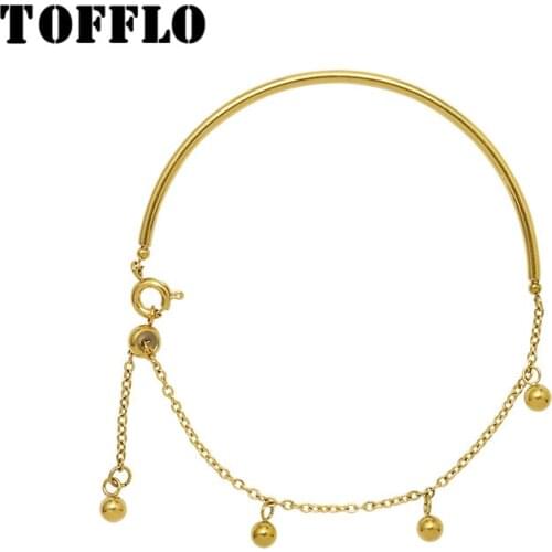 TOFFLO Stainless Steel Jewelry Round Wire Steel Ball Tassel Bracelet Womens Fashion Bracelet BSE213