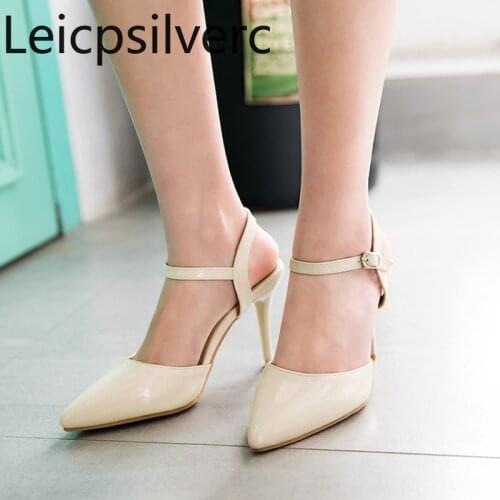 Pumps Spring and autumn new style Fashion Party Pointed Shallow mouth Buckle Fine heel High heel Womens shoe plus size 30-48