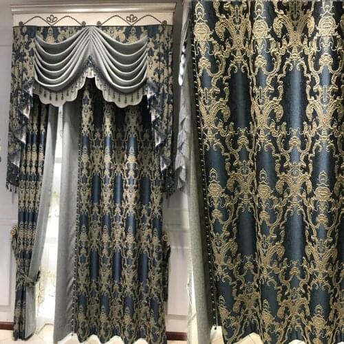 High-end European-style Flannel Embroidered Curtains Light Luxury Atmospheric Shading for Living Room Bedroom Curtains Custom