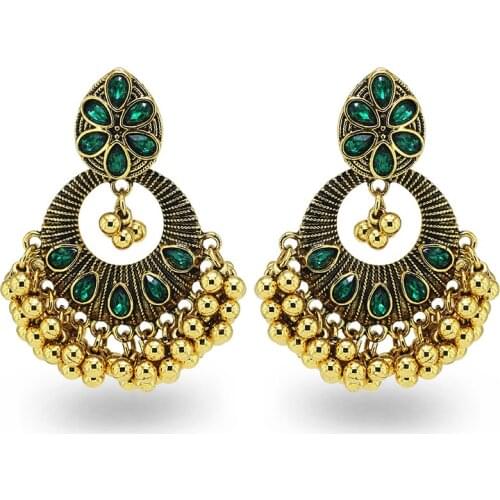 Women Bollywood Ethnic Bridal Bride Kundan Earrings Crystal Jhumka Jhumki Indian Drop Earrings pendientes Fashion Jewelry