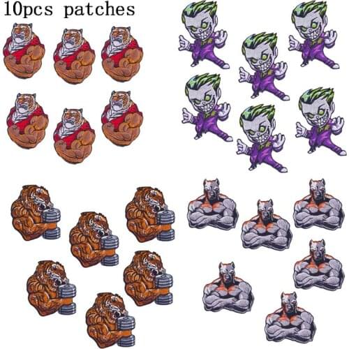 10Pcs/Set Tiger Patches Punk Embroidery Patches for Clothes Iron On Patches For Clothing DIY Animals Stripes For Jacket Applique