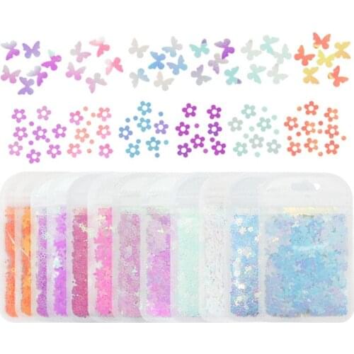 12 Bags Butterfly Flower Shape Glitter Sequins Flakes Resin Epoxy Mold Fillings Nail Art Decorations for DIY Crafts