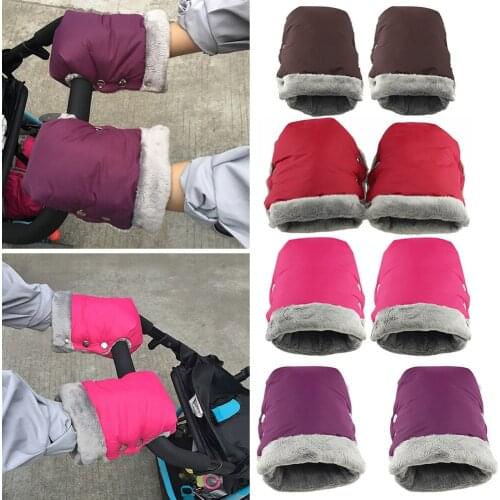 2pcs Soft Winter Warm Stroller Gloves Waterproof Mom Pushchair Hand Muff Pram Mitten Mom Baby Buggy Clutch Cart Hand Gloves