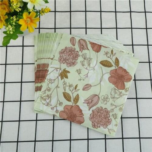 20pcs/set wedding party napkins printed flower paper napkins for party supplies decoration