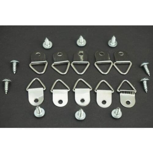 30 PCS/Lot Free Shipping Silver D-Ring Frame Hanger Hooks Picture Frame Hanging Triangle Screw Plated