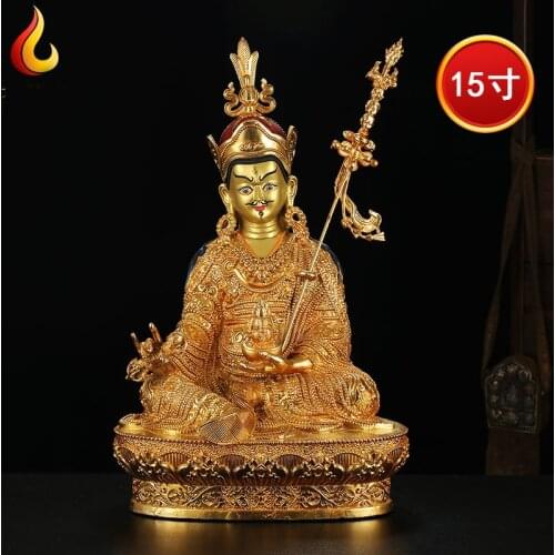 50cm LARGE Huge # HOME Hall efficacious Protection Talisman Gold-plated gilt Guru Padmasambhava buddha Buddhist Tantra statue