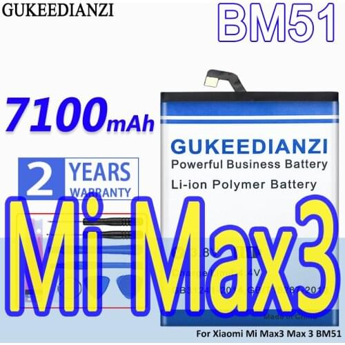 High Capacity GUKEEDIANZI Battery 7100mAh For Xiaomi Mi Max3 Max 3 BM51