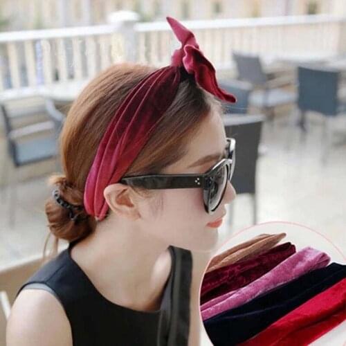 Velvet Wire Wrap Headbands Women Soft Hair Band Rabbit Ear Hair Accessories for Girls Scrunchy Headwrap Hairband Bandana