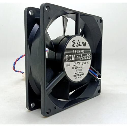 Sanyo 9cm 9225 12V Dual Ball Silent Fan 109P0912M4091 9025 Computer Cabinet Power Fan