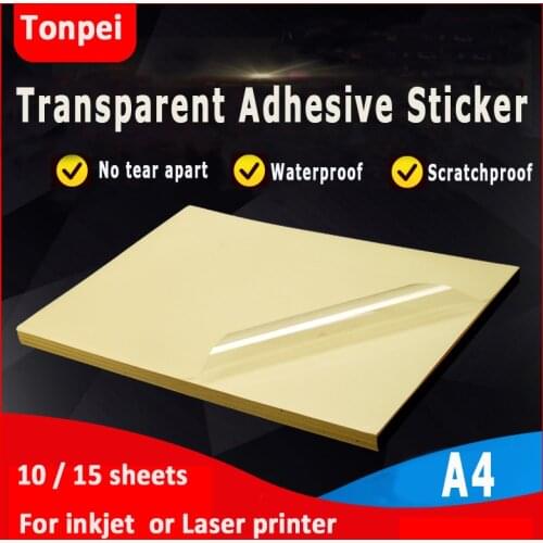 A4 Transparent PET Adhesive Sticker Paper Waterproof Oilproof Scratch Resistant For Use In Inkjet Laser Printer