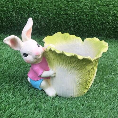 Flower Pots Container Plant Bonsai Holder Garden Tool Easter Vivid Resin Bunny Gardening Party Decor Rabbit Mini Handmade Craft