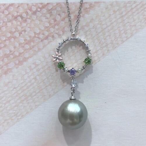 Circle Flower 925 Sterling Silver Necklace Set Findings Jewelry Settings Mountings Parts for Akoya Edison Pearls, Coral, Jade